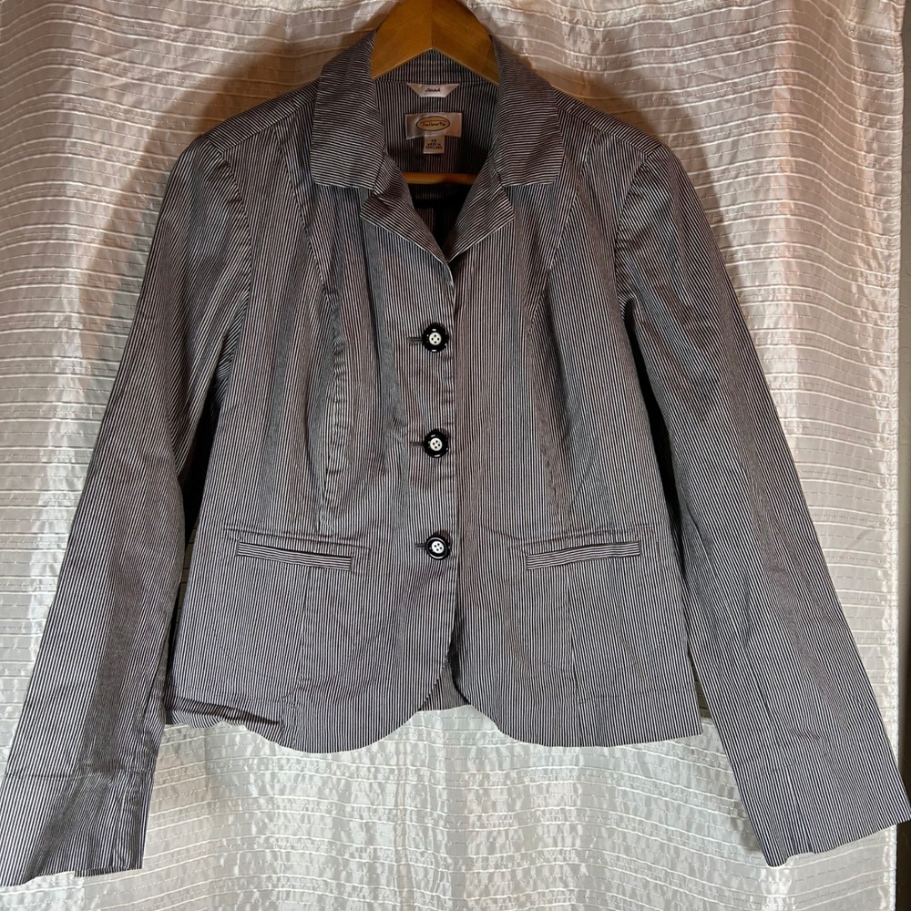 Talbots Striped Blazer Jacket Career Office Wear Business Casual Size 10